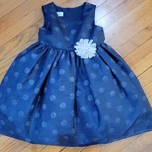 Pippa & Julie Navy Polka Dot Special Occasion Dress with White Flower